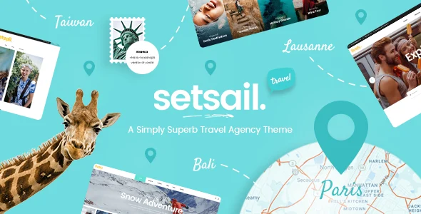 SetSail - Travel Agency WordPress Theme WordPress theme homepage layout for a agency travel website