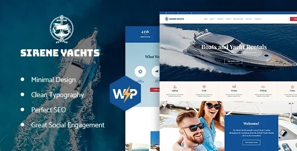 Sirene | Yacht Charter Services & Boat Rental WordPress Theme WordPress theme homepage layout for a agent travel website