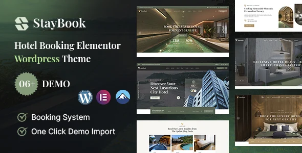 StayBook - Hotel Booking WordPress Theme WordPress theme homepage layout for a accommodation travel website