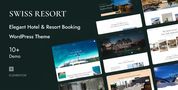 SwissResort - Resort & Hotel Booking WordPress Theme WordPress theme homepage layout for a accommodation travel website