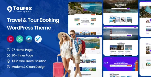 Tourex - Tour & Travel Booking WordPress Theme WordPress theme homepage layout for a accommodation travel website