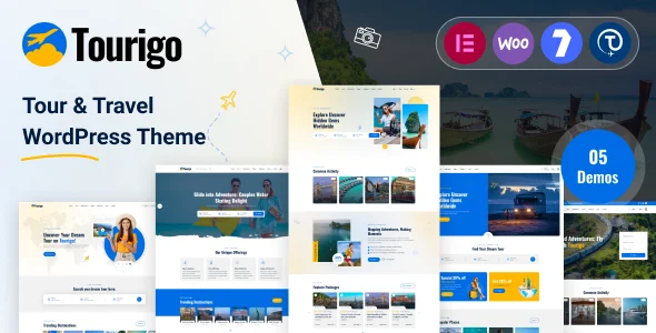 Tourigo - Tour & Travel WordPress Theme + RTL WordPress theme homepage layout for a accommodation travel website