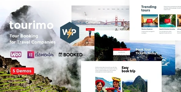 Tourimo - Tour Booking Tourism & Adventure WordPress Theme WordPress theme homepage layout for a adventure travel website