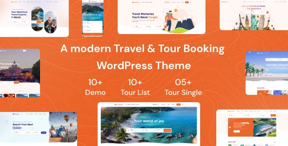 Tourio - Travel & Tour Booking WordPress Theme WordPress theme homepage layout for a adventure travel website