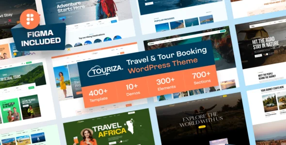 Touriza – Tour & Travel Booking WordPress Theme WordPress theme homepage layout for a adventure travel website