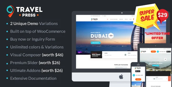Travel Agency WordPress Theme WordPress theme homepage layout for a booking travel website