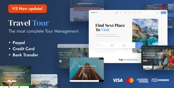 Travel Tour - Travel Booking WordPress WordPress theme homepage layout for a adventure travel website