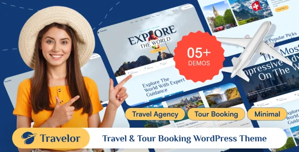 Travelor – Travel & Tour Booking WordPress Theme WordPress theme homepage layout for a accommodation travel website
