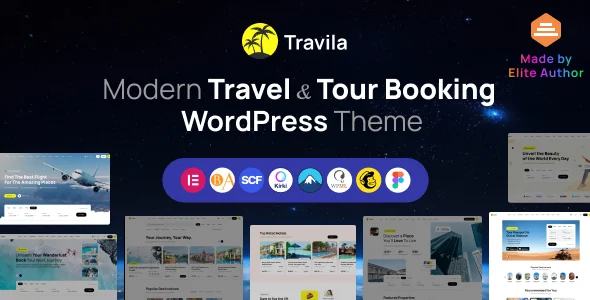 Travila - Modern Travel & Tour Booking WordPress Theme WordPress theme homepage layout for a activities travel website