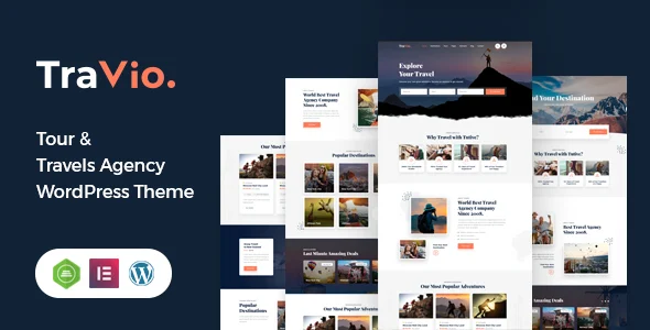 Travio – Travel Agencies WordPress Theme WordPress theme homepage layout for a destination travel website