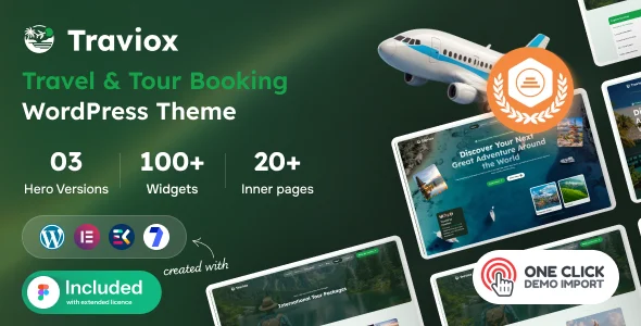 Traviox – Modern Travel & Tour Booking WordPress Theme WordPress theme homepage layout for a adventure tours travel website