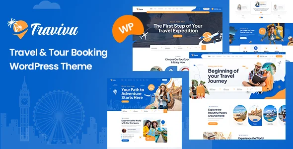 Travivu - Travel & Tour Booking WordPress Theme WordPress theme homepage layout for a adventure travel website
