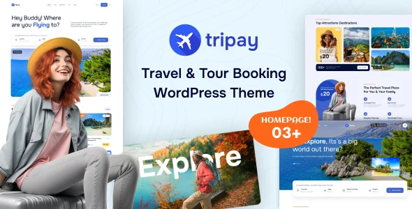 Tripay - Travel & Tour Booking WordPress Theme WordPress theme homepage layout for a camping travel website