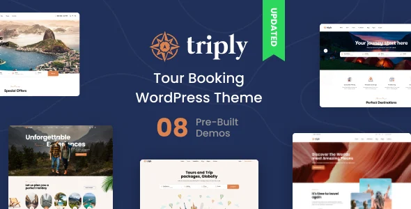 Triply - Tour Booking WordPress Theme WordPress theme homepage layout for a business travel website