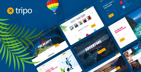 Tripo - Travel & Tourism Agencies WordPress Theme WordPress theme homepage layout for a destination travel website