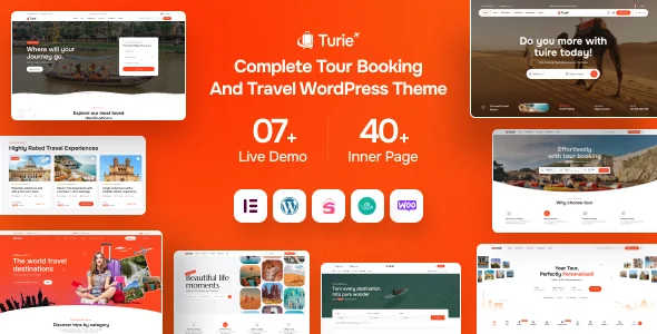 Turie - Modern Travel & Tour Booking WordPress Theme WordPress theme homepage layout for a adventure travel website
