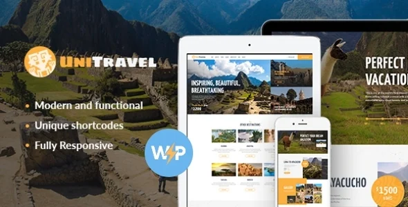 UniTravel | Travel Agency & Tourism WordPress Theme WordPress theme homepage layout for a booking travel website
