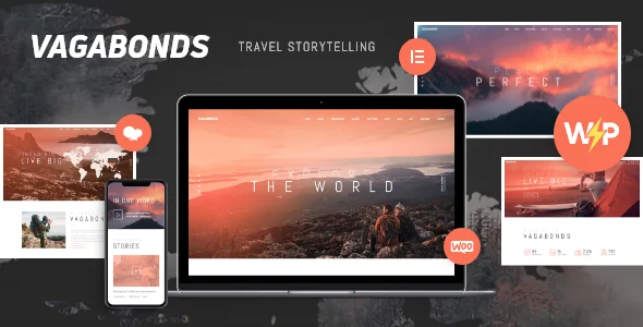 Vagabonds | Personal Travel & Lifestyle Blog WordPress Theme WordPress theme homepage layout for a adventure travel website