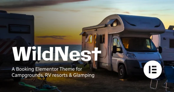 WildNest - Campgrounds & RV Parks Booking Theme WordPress theme homepage layout for a booking travel website