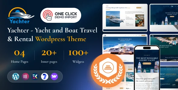 Yachter - Yacht and Boat Travel & Rental WordPress Theme WordPress theme homepage layout for a boat hire travel website
