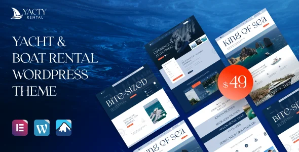 Yacty - Yacht & Boat Rental WordPress Theme WordPress theme homepage layout for a boat travel website