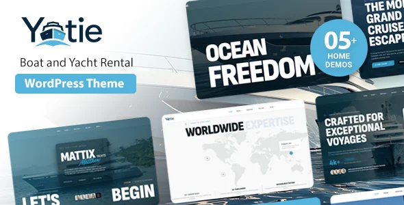 Yatie - Yacht Charter & Boat Rental WordPress Theme with Online Booking WordPress theme homepage layout for a boat charter travel website
