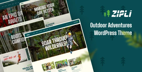 Zipli - Outdoor Adventures WordPress Theme WordPress theme homepage layout for a activities travel website