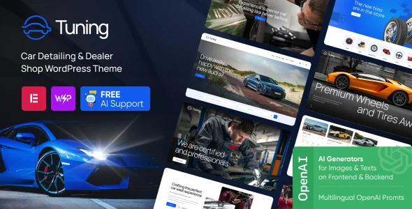 Tuning - Car Detailing & Auto Spa WordPress theme WordPress theme homepage layout for a accessories store retail website