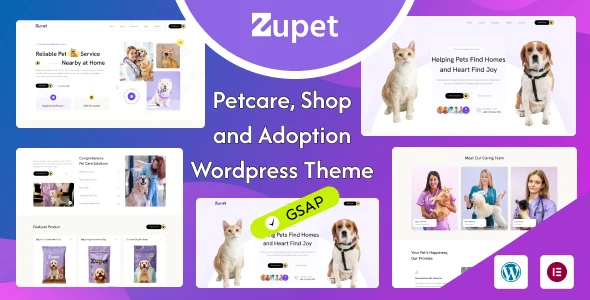 Zupet - Pet Care and Adoption WordPress & Woocommerce Theme WordPress theme homepage layout for a adoption retail website