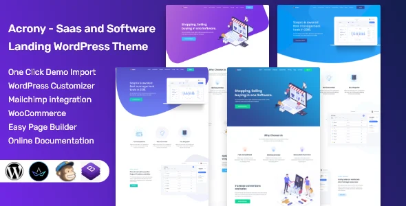 Acrony Software and Saas WordPress Theme WordPress theme homepage layout for a app technology website