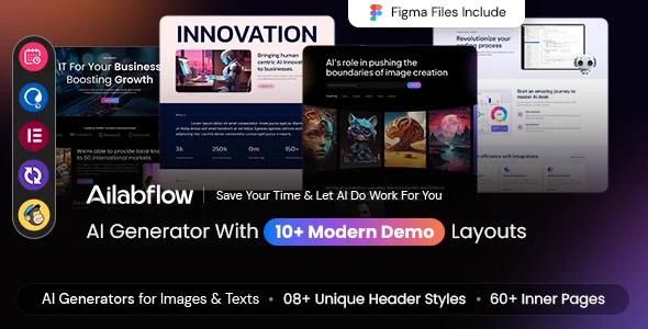 Ailabflow - AI Agency & Technology WordPress Theme WordPress theme homepage layout for a ai agency technology website