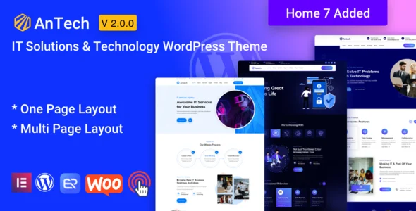 Antech IT Solutions Service WordPress Theme WordPress theme homepage layout for a agency business technology website