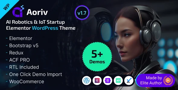 Aoriv - AI, Robotics & IoT Startup WordPress Theme WordPress theme homepage layout for a ai automation theme technology website