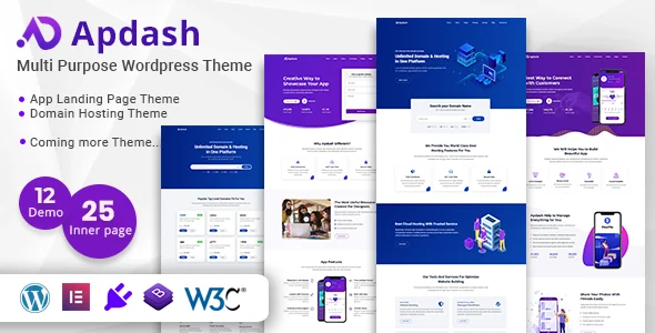 Apdash – Multi-Purpose WordPress Theme WordPress theme homepage layout for a app technology website