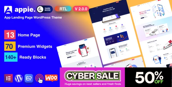 appie app landing page WordPress Theme WordPress theme homepage layout for a app technology website