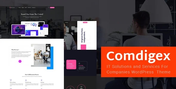 Comdigex - IT Solutions and Services Company WP Theme WordPress theme homepage layout for a analytics technology website