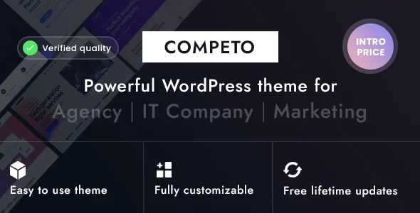 Competo - Marketing & Digital agency WordPress theme WordPress theme homepage layout for a agency technology website