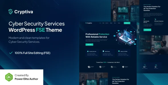 Cryptiva - Cyber Security Services Gutenverse FSE WordPress Block Theme WordPress theme homepage layout for a agency technology website