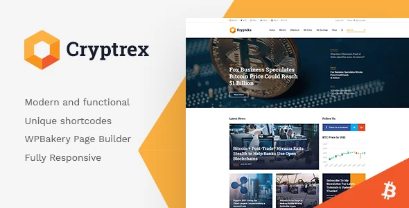 Cryptrex | Cryptocurrency & Mining WordPress Theme WordPress theme homepage layout for a agency technology website