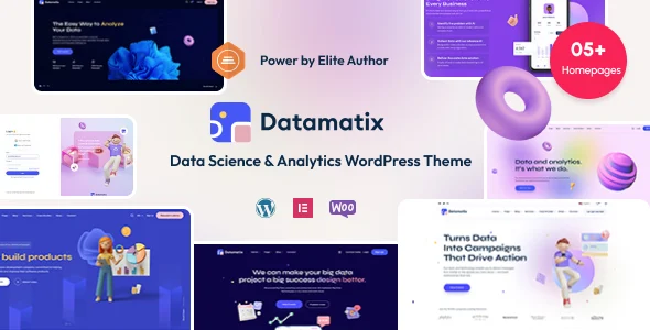 Datamatix - Data Science & Analytics WordPress Theme WordPress theme homepage layout for a analytics technology website