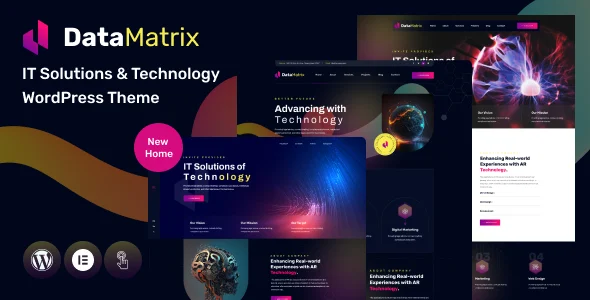 DataMatrix | IT Solutions & Technology  WordPress Theme + RTL WordPress theme homepage layout for a consulting technology website