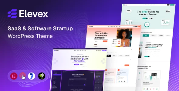 Elevex - SaaS & Software Startup WordPress Theme WordPress theme homepage layout for a agency technology website