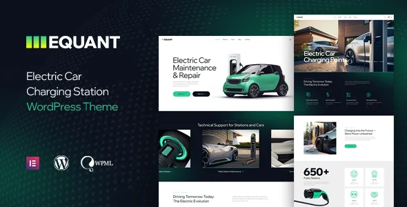 Equant - Electric Car Charging Station WordPress Theme WordPress theme homepage layout for a car repair technology website