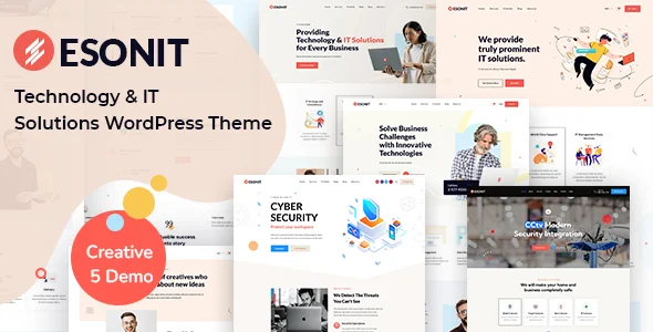 Esonit - IT solutions WordPress Theme WordPress theme homepage layout for a agency business technology website