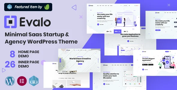 Evalo - Minimal SaaS Startup & Agency WordPress Theme WordPress theme homepage layout for a app landing technology website