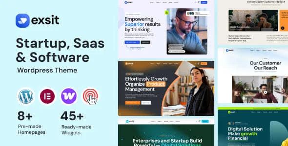 Exsit - Software, SaaS & Startup WordPress Theme WordPress theme homepage layout for a agency technology website
