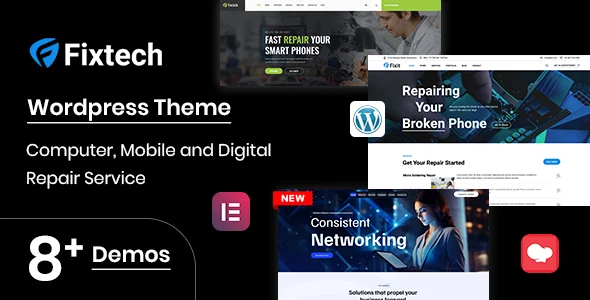 Fixtech - Computer & Mobile Repair Services WordPress Theme WordPress theme homepage layout for a appliance repair technology website