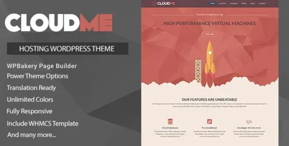 Cloudme Host - WordPress Hosting Theme WordPress theme homepage layout for a business hosting company website