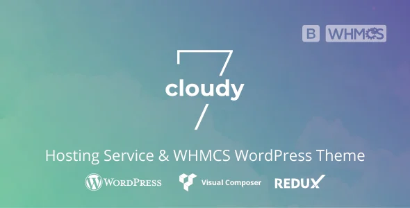 Cloudy 7 - Hosting Service & WHMCS WordPress Theme WordPress theme homepage layout for a app hosting company website