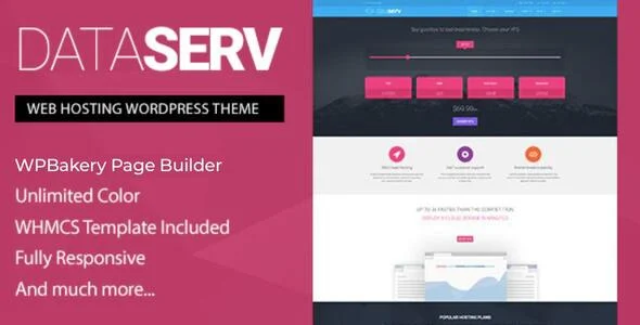 Dataserv - Professional Hosting WordPress Theme WordPress theme homepage layout for a business hosting company website